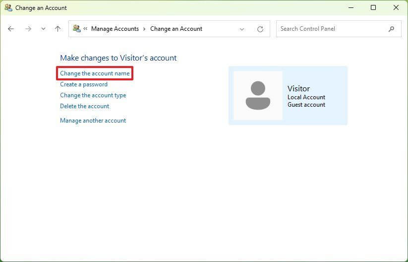 كيفية تغيير اسم الحساب على Windows 11